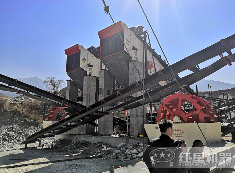 紅星機(jī)器客戶水洗石子現(xiàn)場(chǎng)，售后全程跟進(jìn)