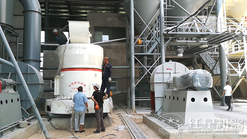 原料大，帶有破碎機(jī)的石頭磨粉生產(chǎn)線