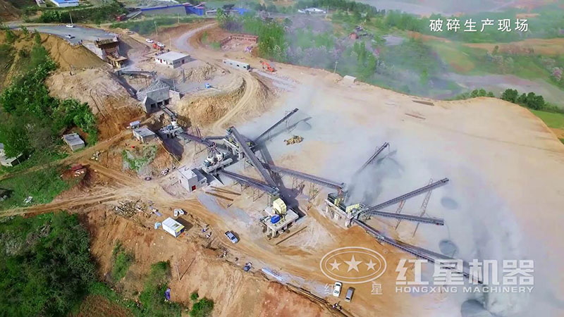 石灰石自動化破碎線現(xiàn)場俯瞰實拍