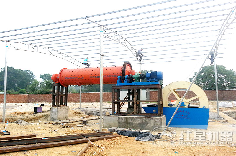 棒磨式制砂機(jī)濕磨現(xiàn)場