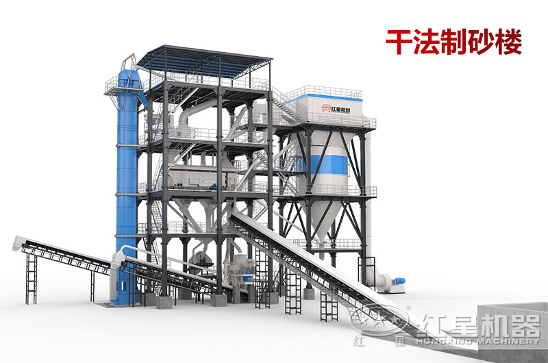 干法制砂機生產(chǎn)石灰石，3D圖