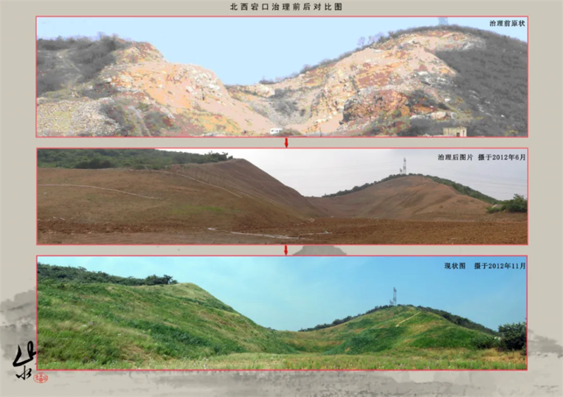 提倡發(fā)展環(huán)保，礦山復(fù)綠前后對比